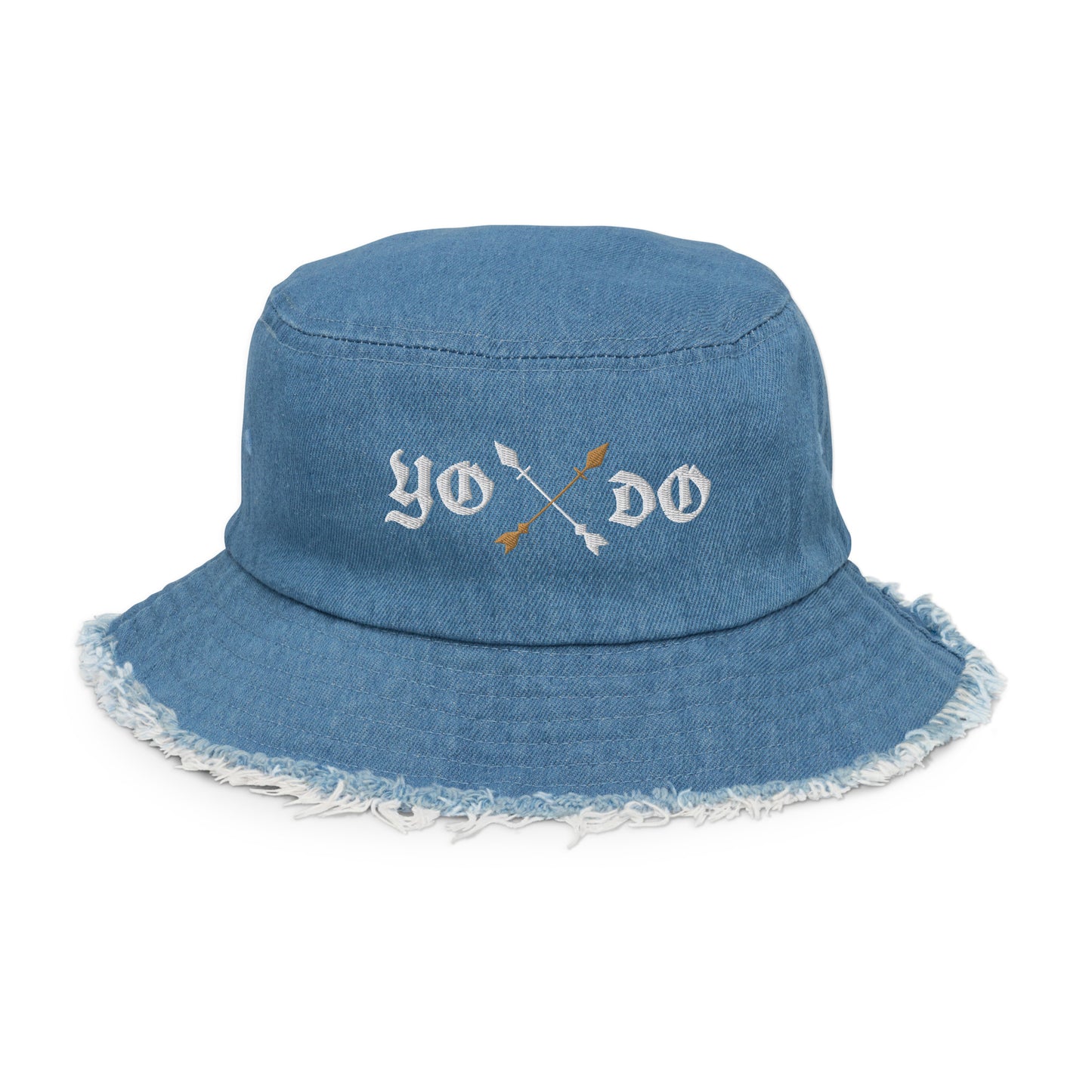 (Blue) Y.O.D.O. Distressed denim bucket hat