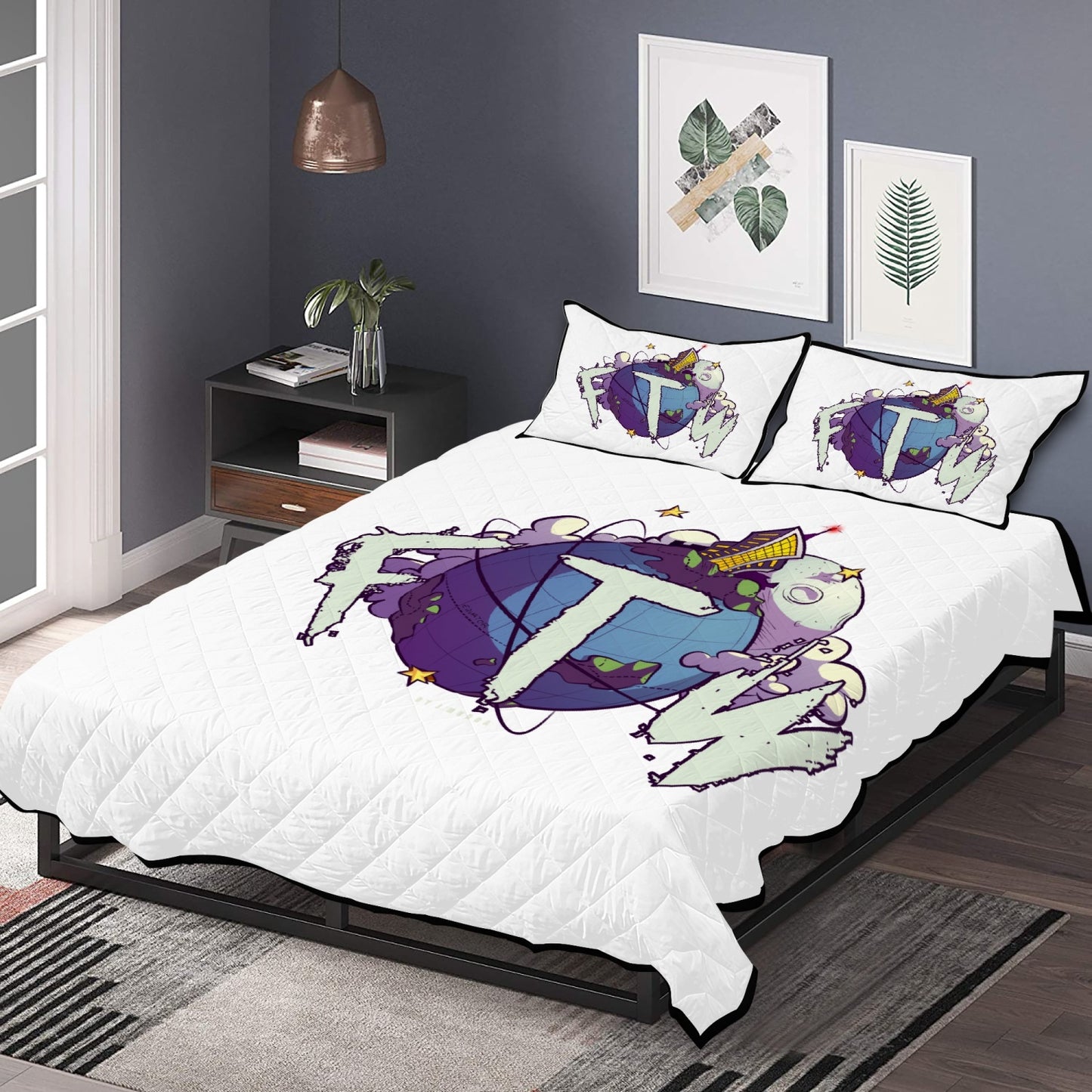 FTW Globe Logo Polyester Quilt Bed Sets